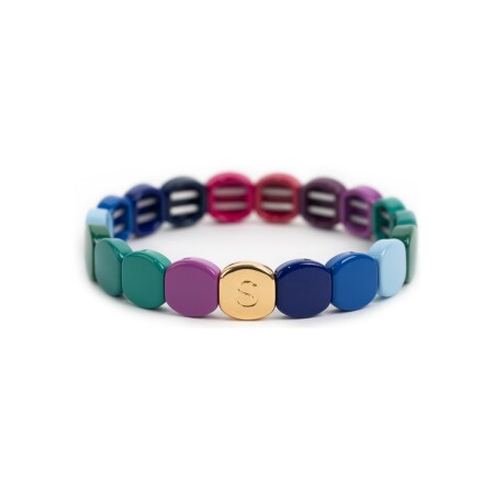 Bracelet Simone à Bordeaux Colorful en métal doré émaillé Coquette