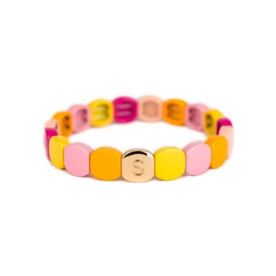 Bracelet Simone à Bordeaux Colorful Coup De Foudre en métal doré émaillé