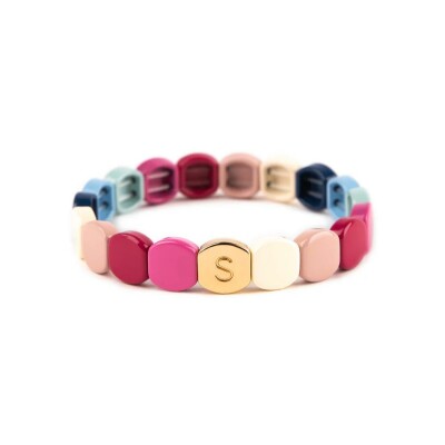 Bracelet Simone à Bordeaux Colorful Dahlia en métal doré émaillé