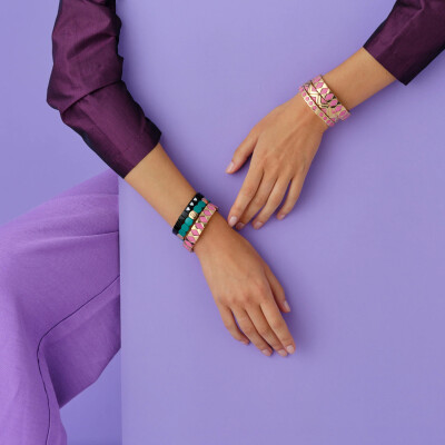 Bracelet Simone à Bordeaux Colorful en métal émaillé émeraude