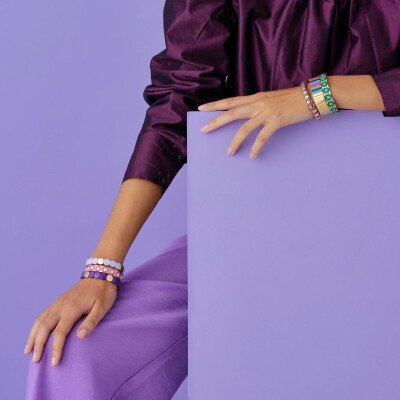 Bracelet Simone à Bordeaux Colorful en métal émaillé lila