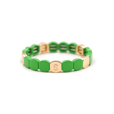 Bracelet Simone à Bordeaux Colorful en métal émaillé menthe