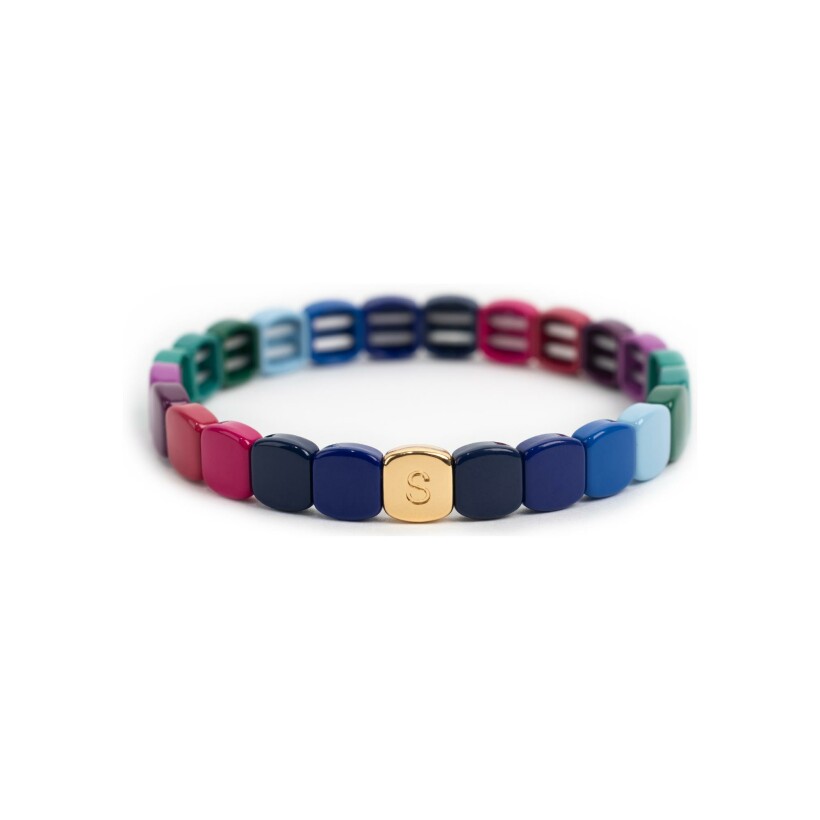 Bracelet Simone à Bordeaux Colorful Midi en métal doré émaillé Coquette