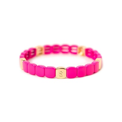 Bracelet Simone à Bordeaux Colorful en métal émaillé rose