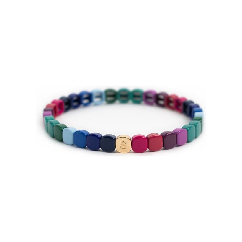 Bracelet Simone à Bordeaux Colorful Mini en métal doré émaillé Coquette