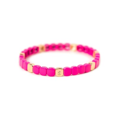 Bracelet Simone à Bordeaux Colorful Mini en métal émaillé rose