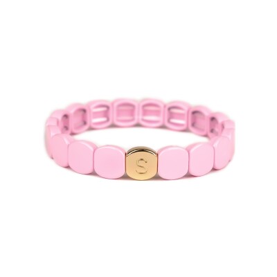 Bracelet Simone à Bordeaux Colorful Octobre Rose en métal doré émaillé