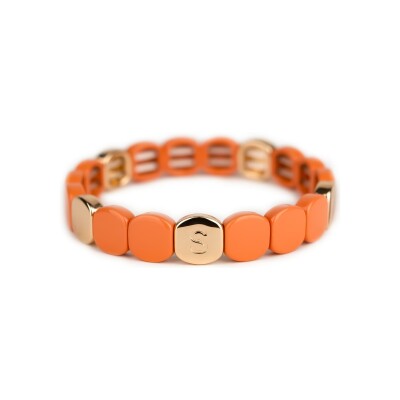 Bracelet Simone à Bordeaux Colorful Papaye en métal doré émaillé