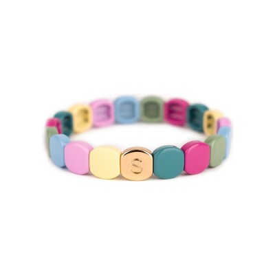 Bracelet Simone à Bordeaux Colorful Pique-Nique en métal doré émaillé