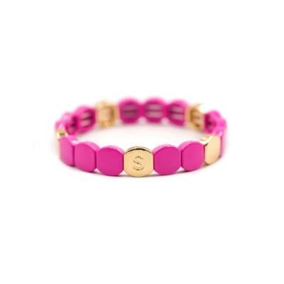 Bracelet Simone à Bordeaux Colorful en métal émaillé rose bonbon