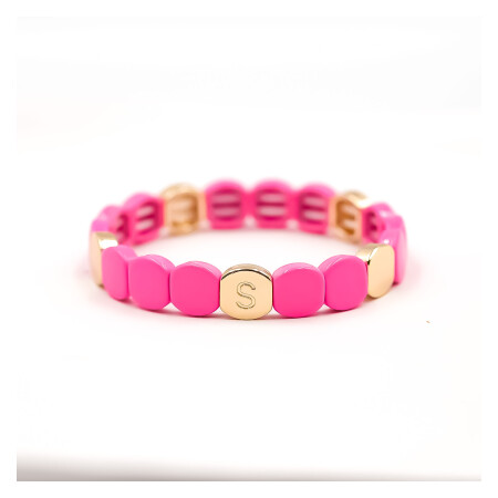 Bracelet Simone à Bordeaux Colorful en métal émaillé rose