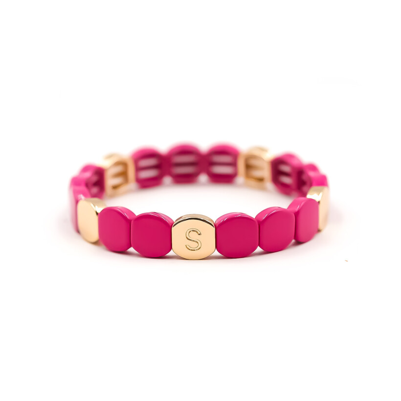 Bracelet Simone à Bordeaux Colorful en métal émaillé fushia