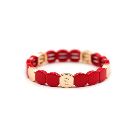 Bracelet Simone à Bordeaux Colorful en métal émaillé rouge