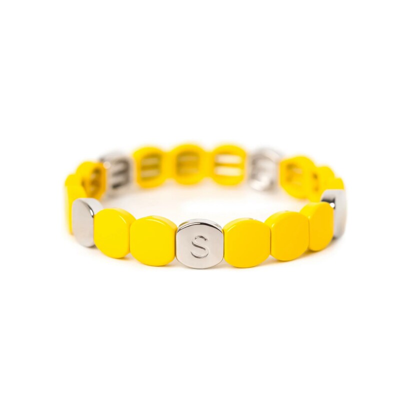 Bracelet Simone à Bordeaux Colorful Silver en métal émaillé jaune poussin