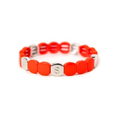 Bracelet Simone à Bordeaux Colorful Silver en métal émaillé orange pepsi