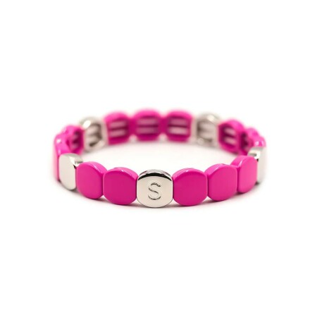 Bracelet Simone à Bordeaux Colorful en métal émaillé rose bonbon