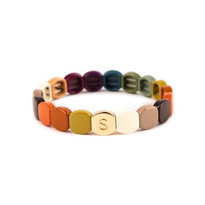 Bracelet Simone à Bordeaux Colorful Canopée en métal doré émaillé