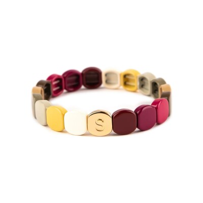 Bracelet Simone à Bordeaux Colorful Cocon en métal doré émaillé