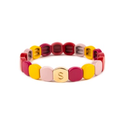 Bracelet Simone à Bordeaux Colorful Gourmandise en métal doré émaillé