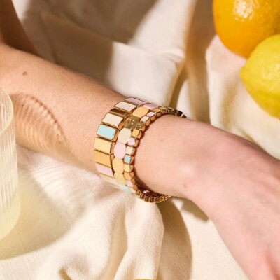 Bracelet Simone à Bordeaux Colormind Mini Citronnade en métal doré émaillé