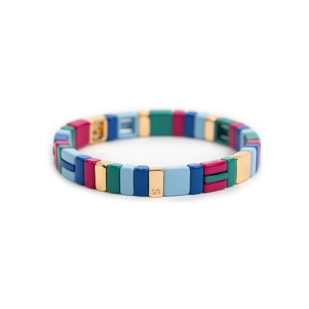 Bracelet Simone à Bordeaux Colormix en métal doré émaillé Coquette bleuet