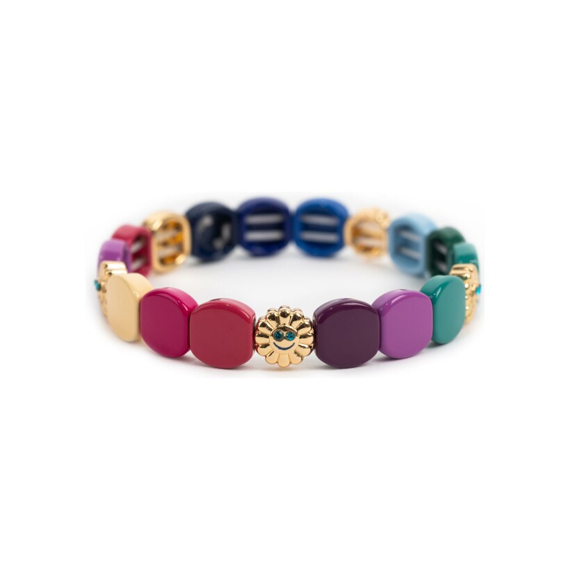 Bracelet Simone à Bordeaux Colorsmile en métal doré émaillé Coquette