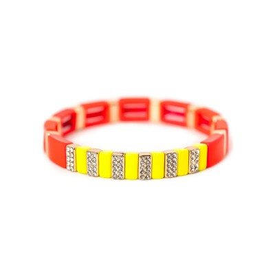 Bracelet Simone à Bordeaux Colorstrass en métal émaillé orange pepsi & jaune pepsi