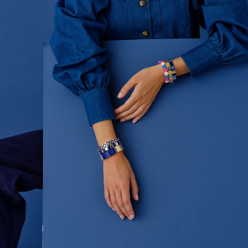 Bracelet Simone à Bordeaux Colortwist en métal émaillé bleu