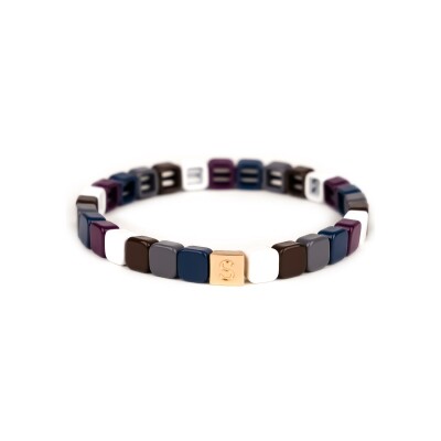 Bracelet Simone à Bordeaux Coussin Mini Sèvres-Babylone en métal doré émaillé