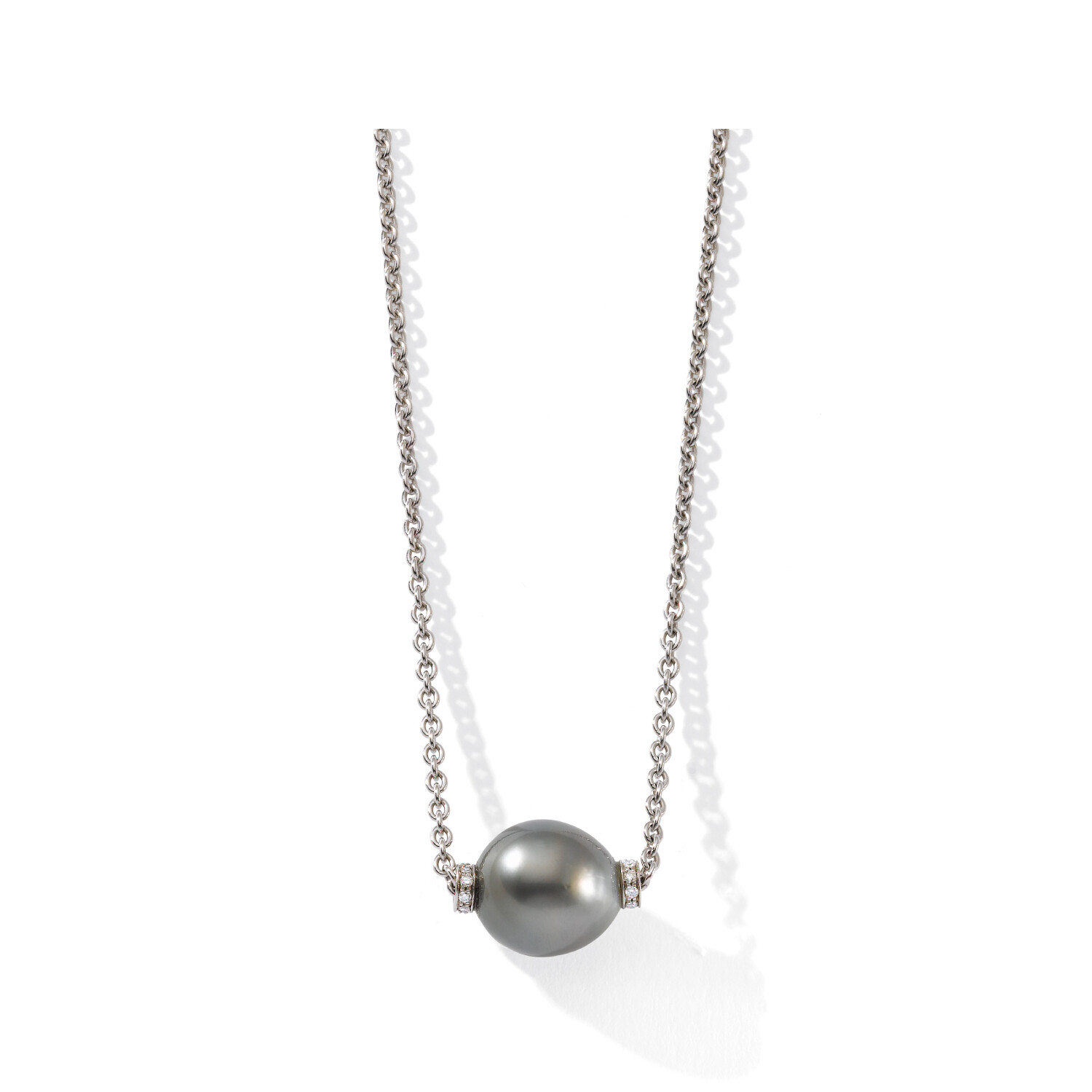 Collier Or Blanc 750/1000 Avec Pendentif Perle De Tahiti - Occasion - Bijou