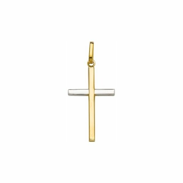 Pendentif Croix en or jaune et or blanc