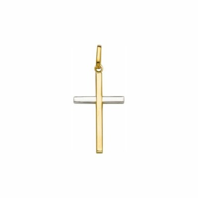 Pendentif Croix en or jaune et or blanc