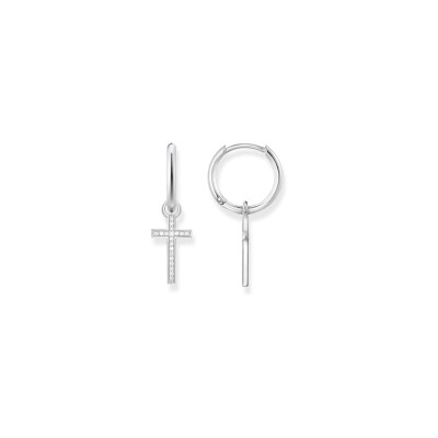Boucles d'oreilles créoles Thomas Sabo Croix en argent et oxydes de zirconium
