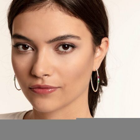 Boucles d'oreilles créoles Thomas Sabo Royalty en argent et pierres multicolores