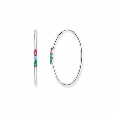 Boucles d'oreilles créoles Thomas Sabo Royalty en argent et pierres multicolores