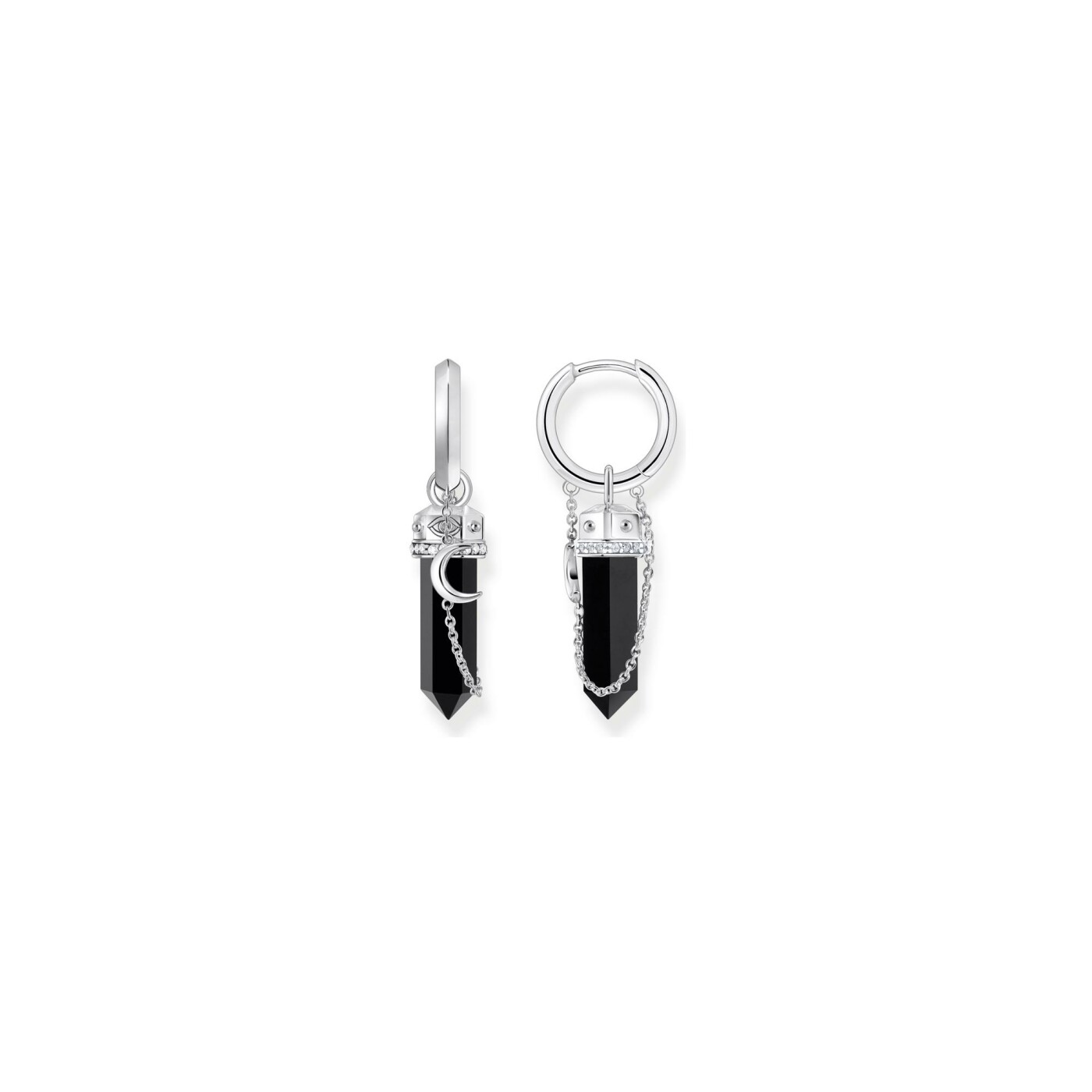 Boucles d'oreilles créoles Thomas Sabo Glam & Soul en argent, onyx et oxydes de zirconium