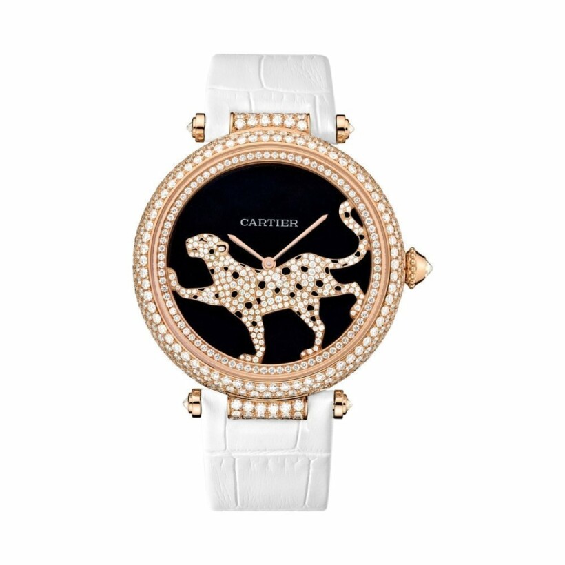 Panthère Jewellery Watches, 42mm, automatic movement, rose gold, diamonds, leather