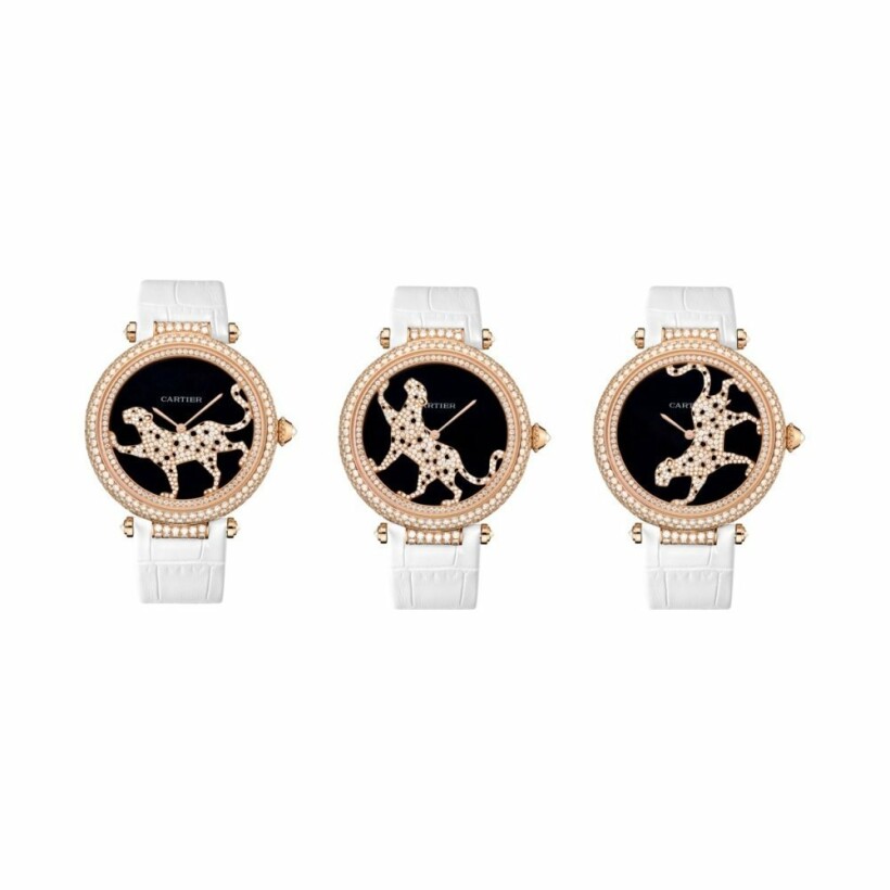 Panthère Jewellery Watches, 42mm, automatic movement, rose gold, diamonds, leather