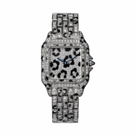 Montre Panthère de Cartier, MM, or gris, diamants, tâches de Panthère