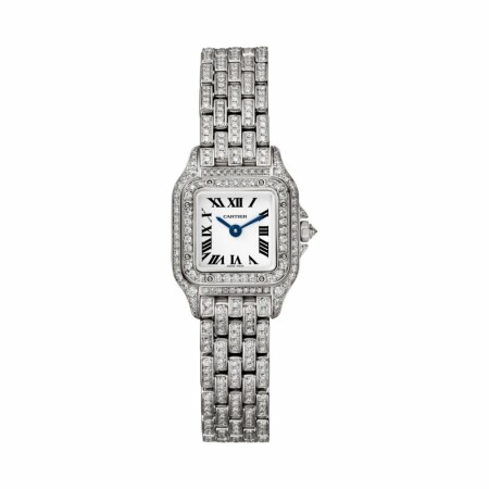 Montre Panthère de Cartier Mini modèle, mouvement quartz, or gris, diamants