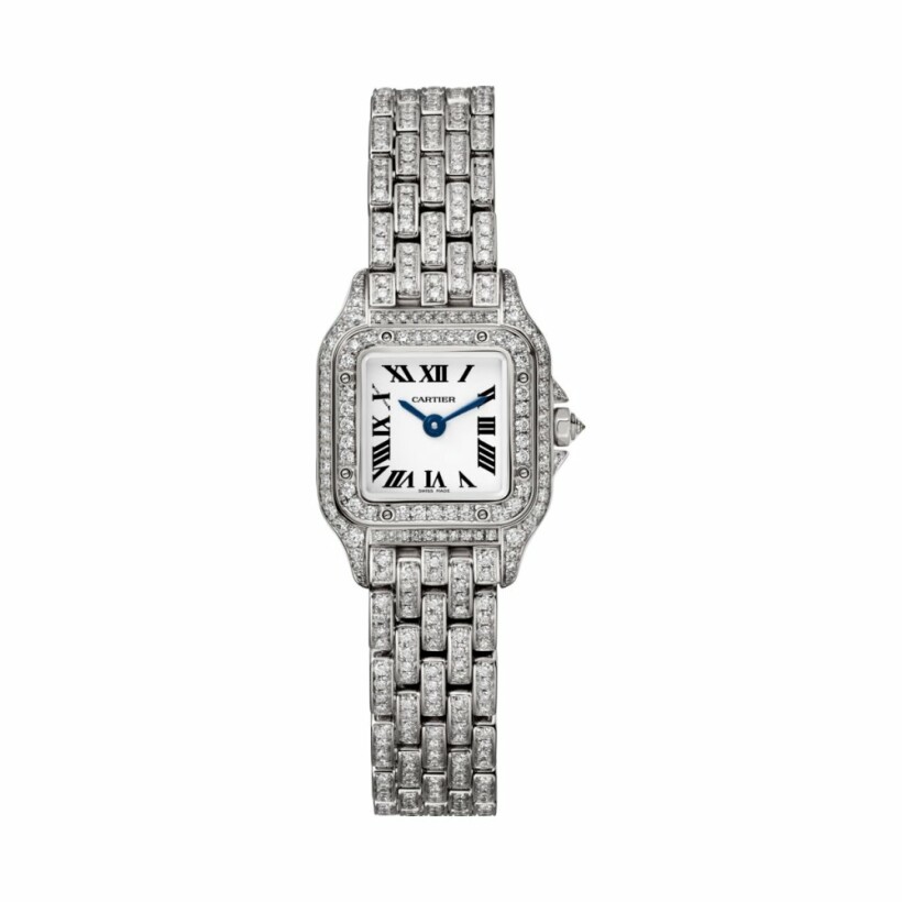 Panthère de Cartier watch, Mini model, quartz movement, white gold, diamonds