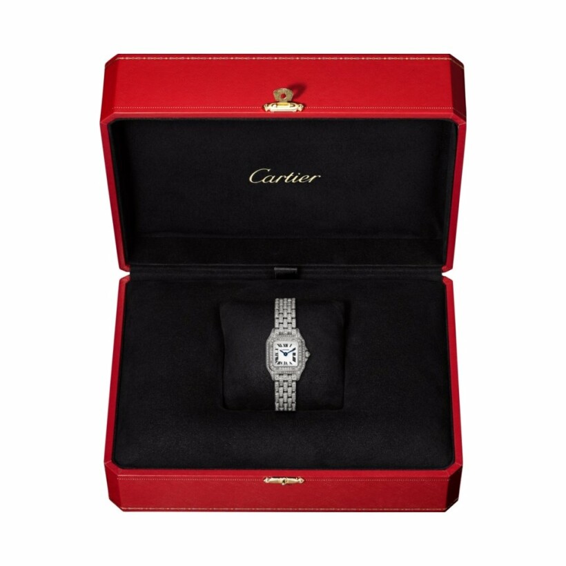 Montre Panthère de Cartier Mini modèle, mouvement quartz, or gris, diamants