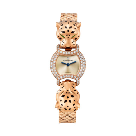 Panthère de Cartier Watch 22.2 mm, quartz movement, rose gold, diamonds, metal strap