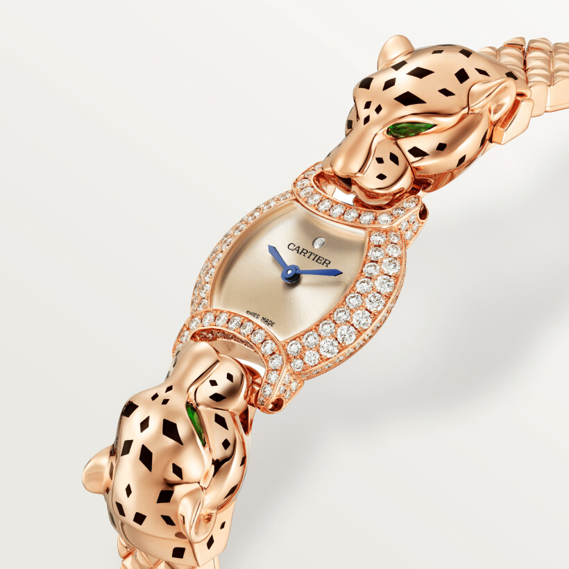 Montre La Panthère de Cartier 22,2 mm, mouvement quartz, or rose, diamants, bracelet métal
