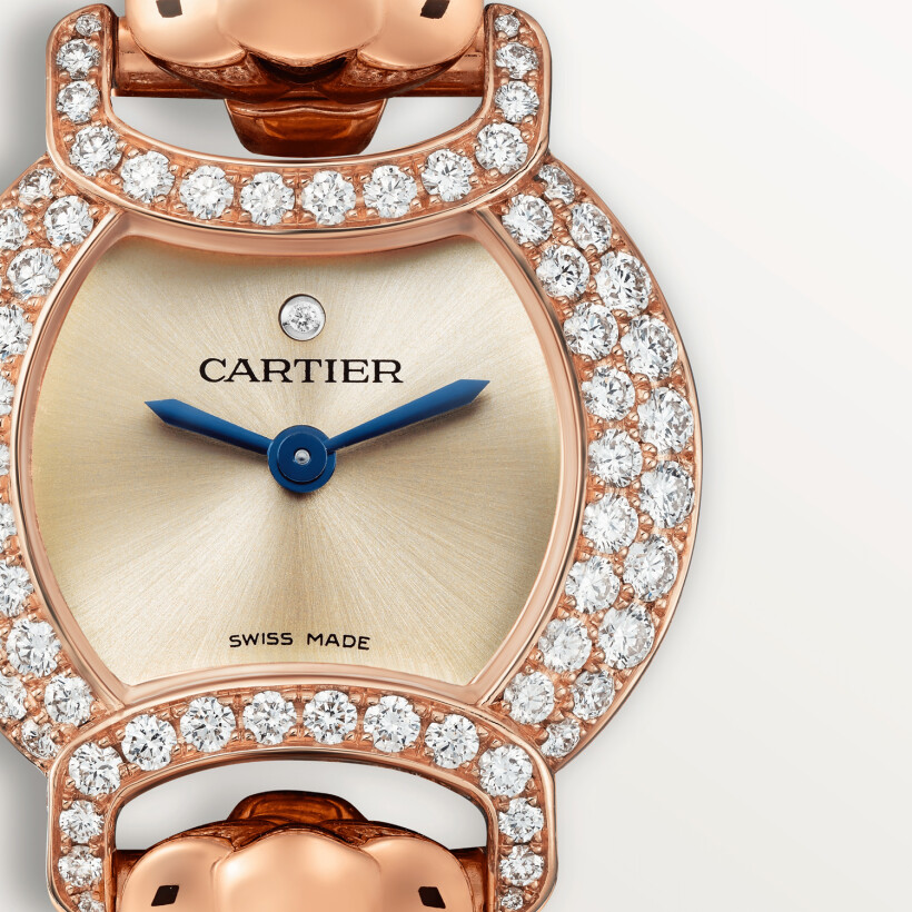 Montre Panthère de Cartier 22,2 mm, mouvement quartz, or rose, diamants, bracelet métal