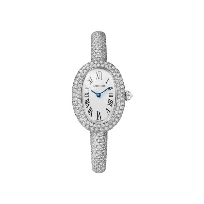 Montre Baignoire de Cartier Petit modèle, taille 16, mouvement quartz, or gris, diamants