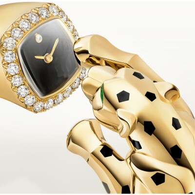 Montre Joaillière Panthère de Cartier mouvement quartz, or jaune, laque, onyx, tsavorites, diamants