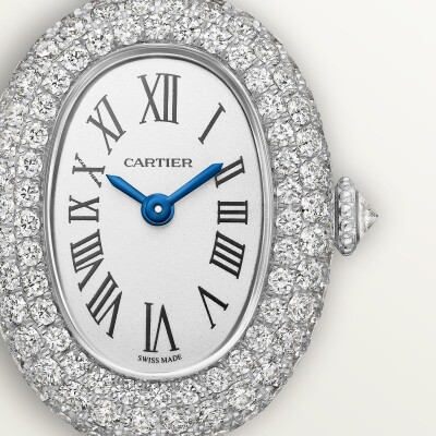 Montre Baignoire Cartier Mini modèle, mouvement quartz, or gris, diamants