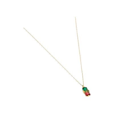 Collier Une A Une Wonderland en laiton doré et pierres de couleurs
