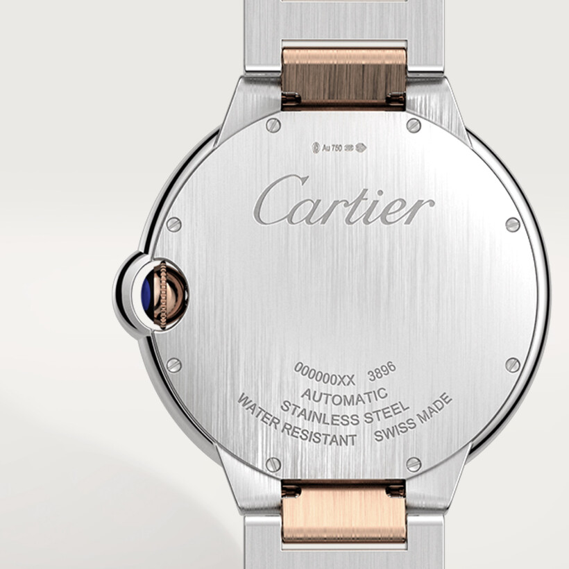 Ballon Bleu de Cartier watch, 42 mm, mechanical movement with automatic winding, rose gold, steel